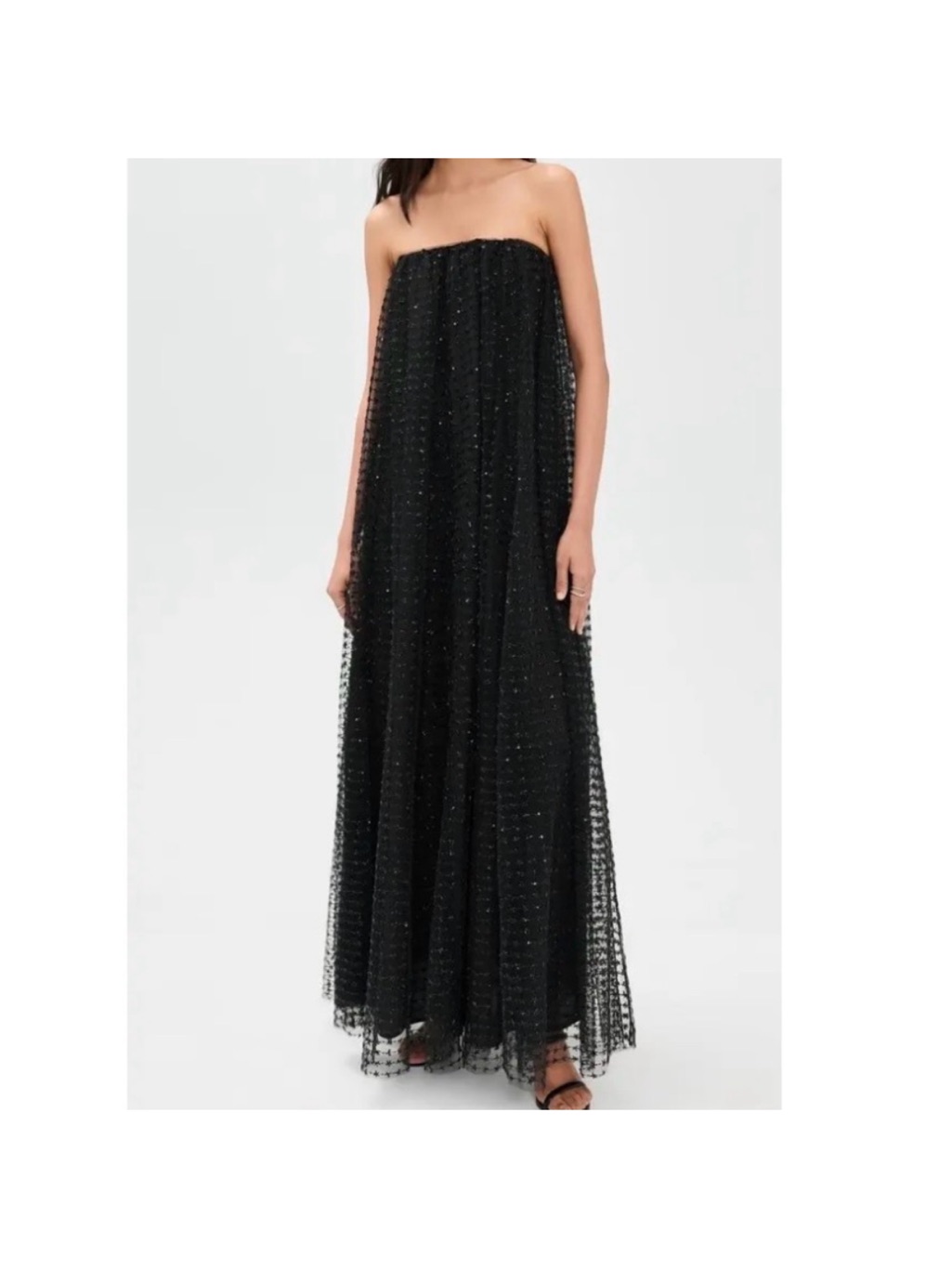 Strapless Black Sparkle Maxi Dress